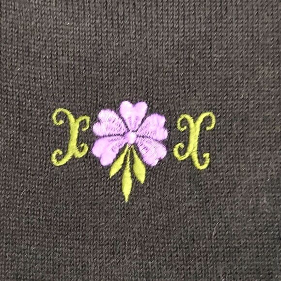 Alpaca Style Black 100% Alpaca Embroidered Cardigan Sweater Sz L - Picture 3 of 7